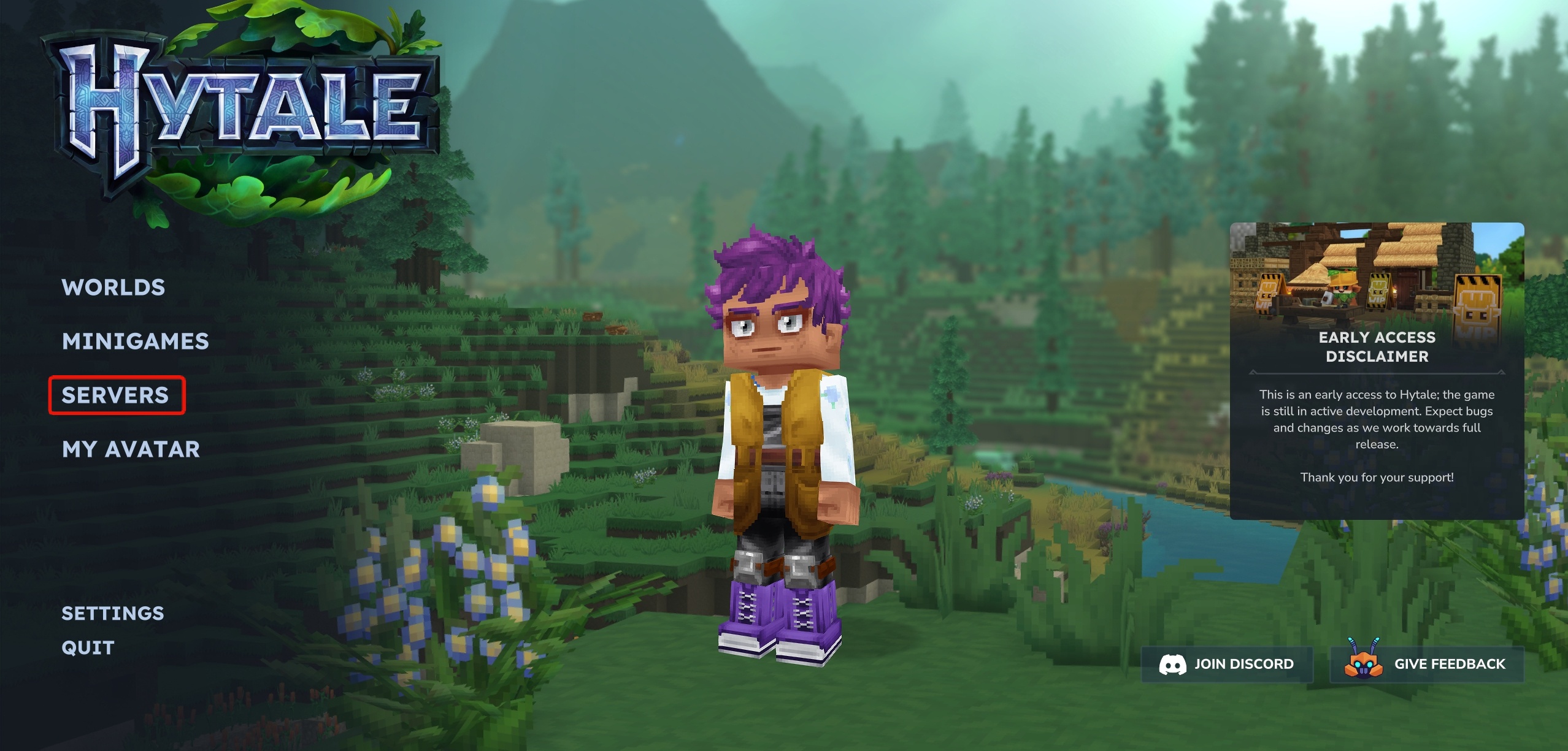 Verbindingsgegevensscherm van het Hytale-gamepaneel