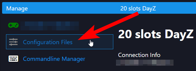 Configuration Files option on the game panel.