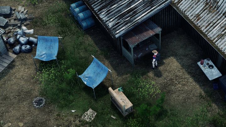 Humanitz Crafting and Unlocks Guide Cover Image Standing Next to the Crafting Bench at the Starter Spawn