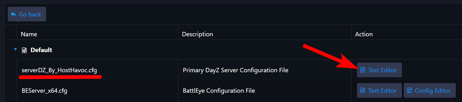Edit the DayZ server configuration file.