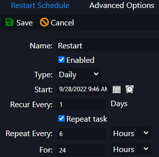 Arma 3 Automatic Restarts Scheduled Task Example