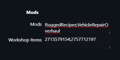 Config Editor showing multiple mods separated by semicolons