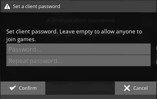 Pestaña Server Settings mostrando la opción Change Password bajo Player password protection