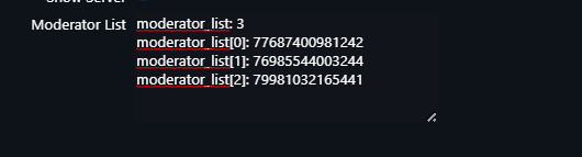 Moderatorlijstvermeldingen in de Config Editor van server_config.sii