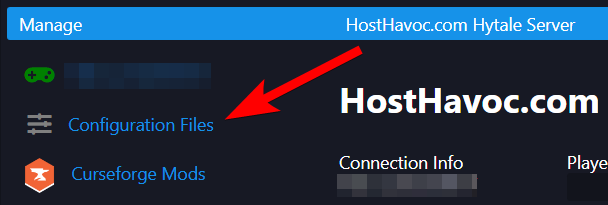 Host Havoc-gamepaneel met de knop om de server te stoppen
