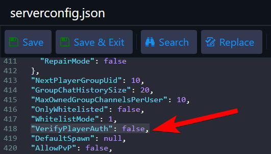 VerifyPlayerAuth option set to false