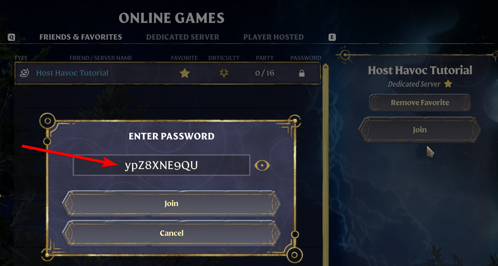 Enter the Admin Group Password when joining the server