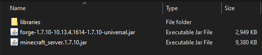 Windows Explorer showing the Forge installation folder contents ready to upload