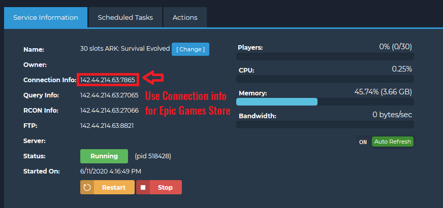 Joining an ARK server through the Epic Games console