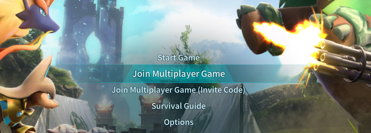 Menú principal de Palworld con el botón Join Multiplayer Game resaltado